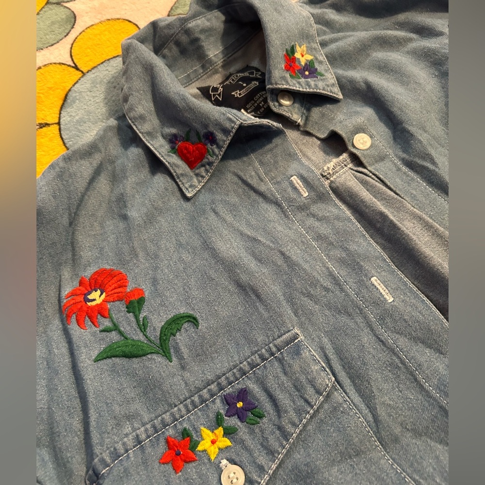Vintage Embroidered Denim Shacket